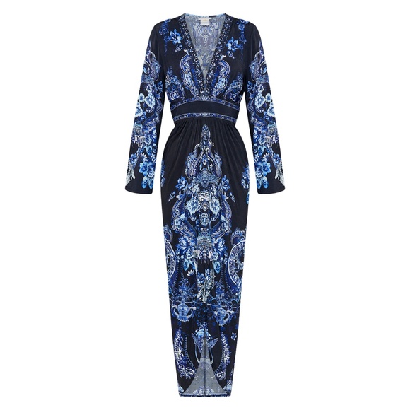 Camilla - Delft Dynasty Gathered V Neck Jersey Dress | Large - Picture 1 of 5